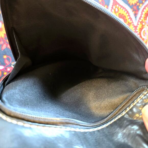 St. Johns Bay Leather Handbag with backpack straps in Black - Picture 10 of 13